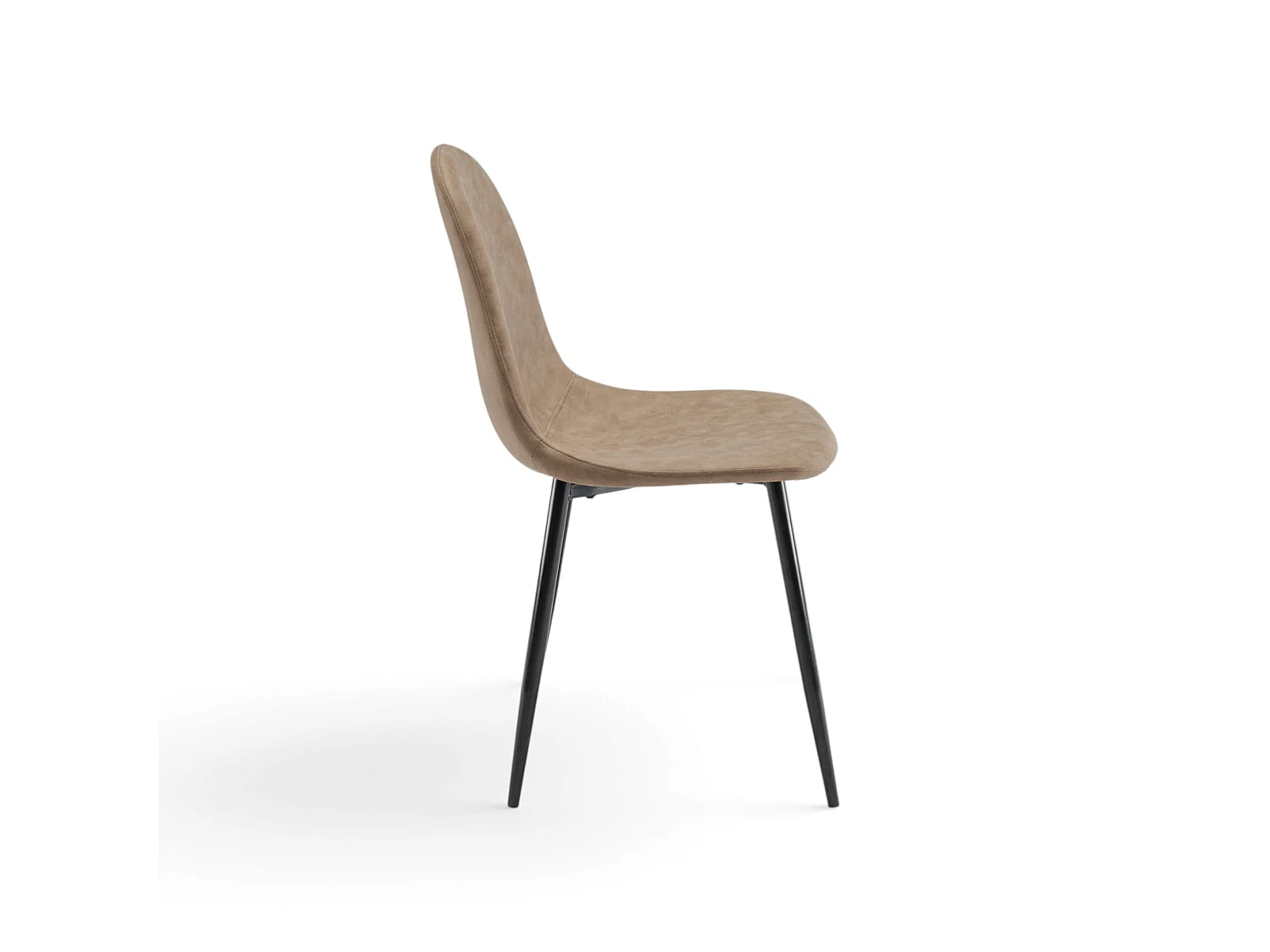 Lot de 4 chaises en simili camel avec pieds noirs-LAVEZZI