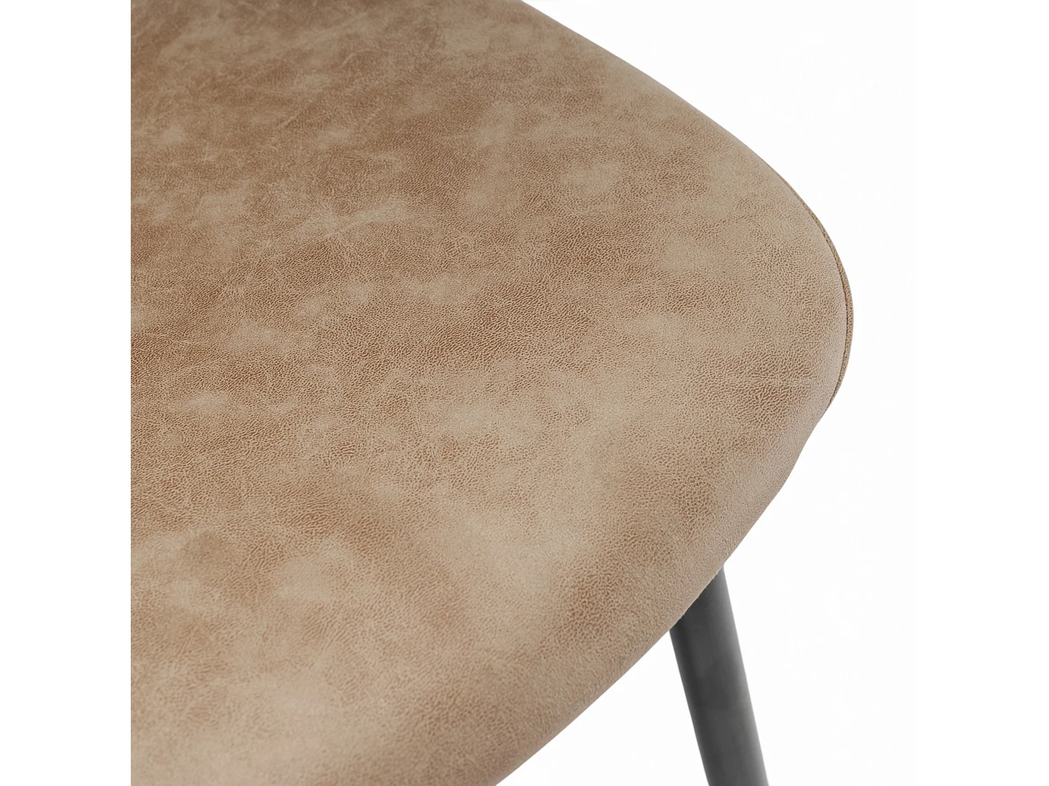 Lot de 4 chaises en simili camel avec pieds noirs-LAVEZZI