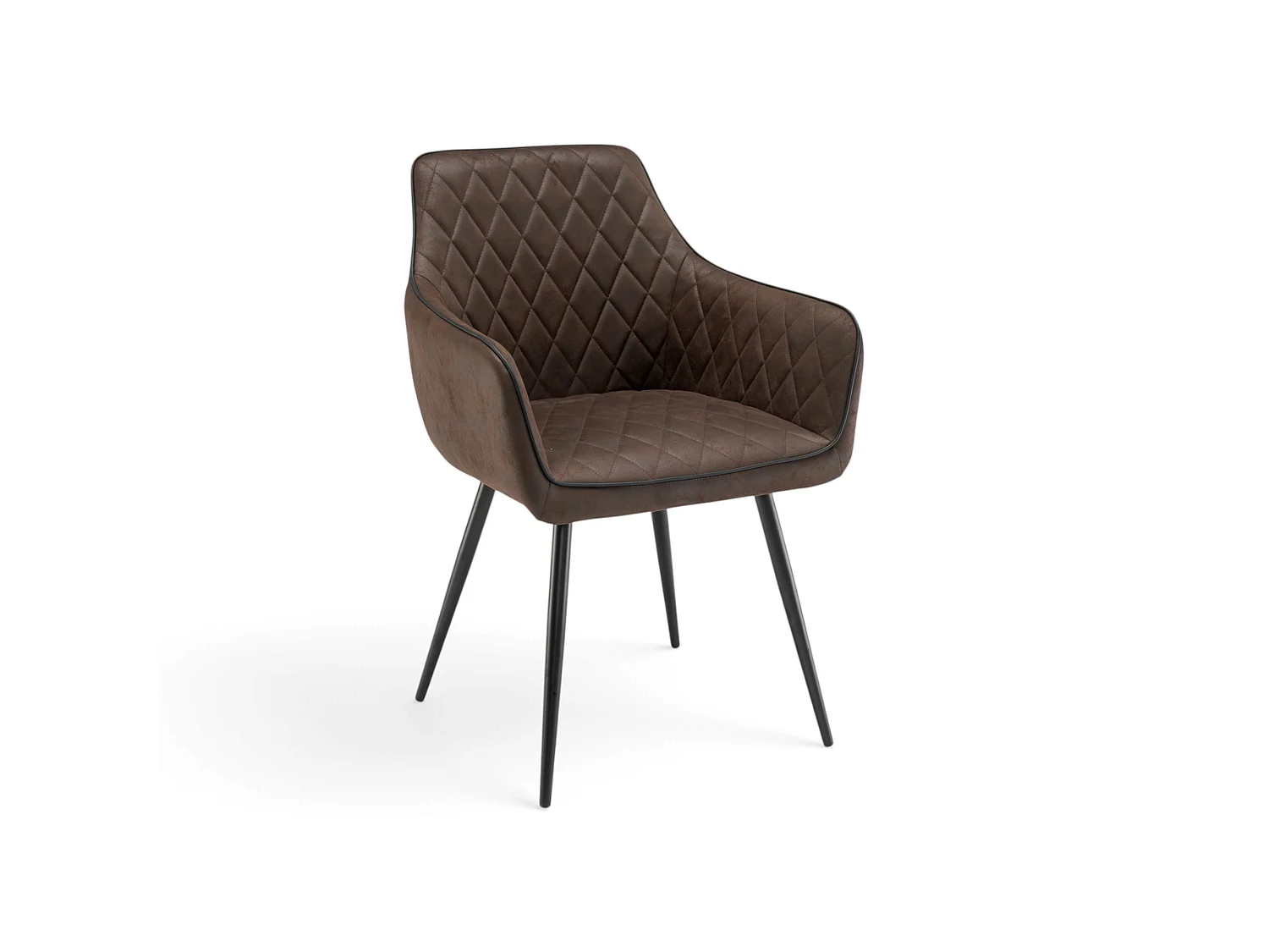 Lot de 2 fauteuils en simili marron avec pieds noirs-LAVEZZI