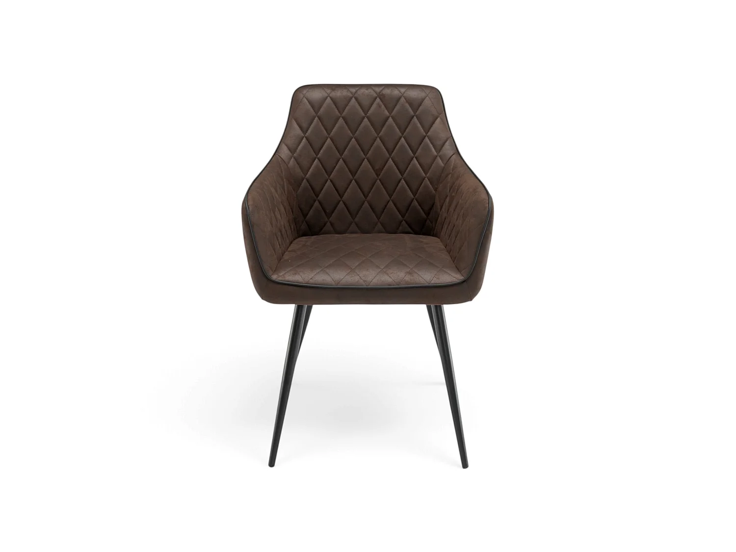 Lot de 2 fauteuils en simili marron avec pieds noirs-LAVEZZI