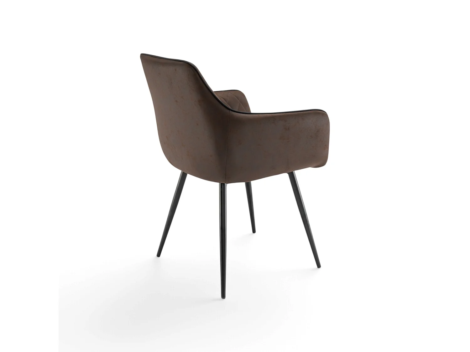 Lot de 2 fauteuils en simili marron avec pieds noirs-LAVEZZI