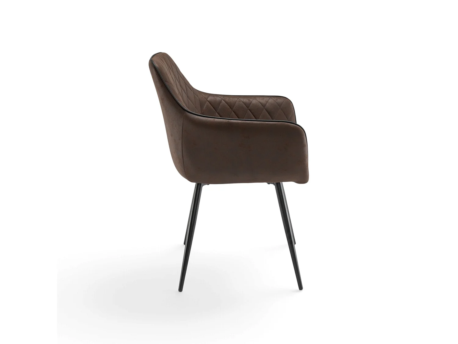Lot de 2 fauteuils en simili marron avec pieds noirs-LAVEZZI