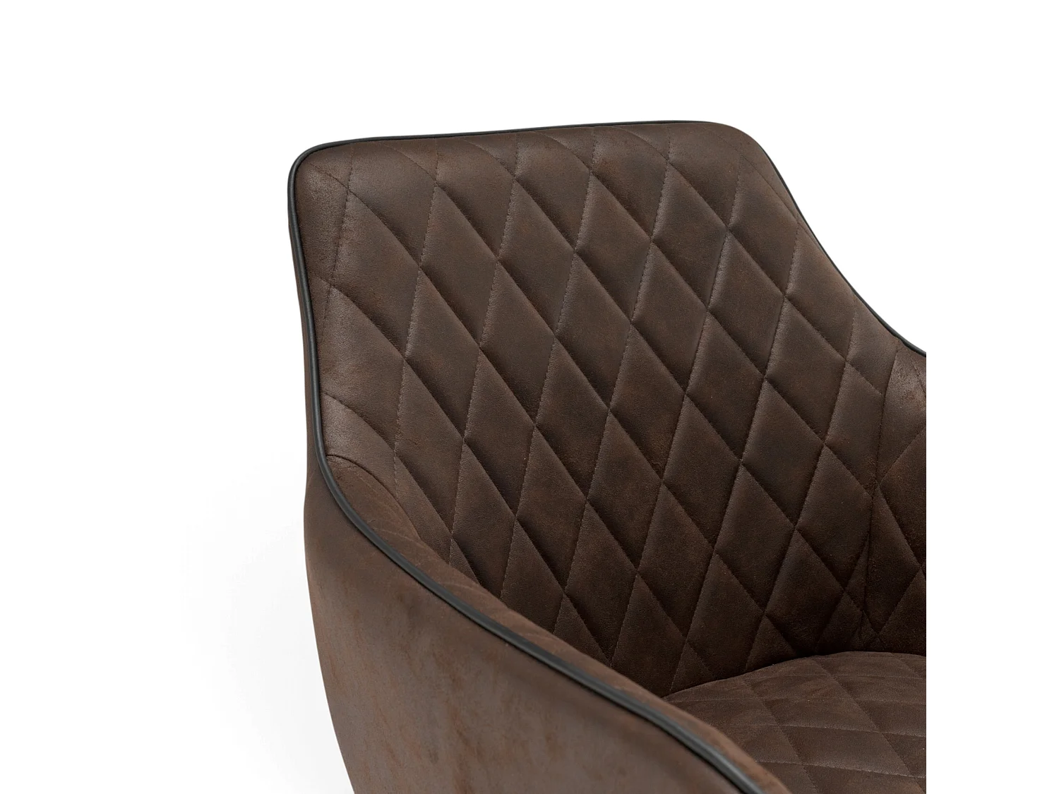Lot de 2 fauteuils en simili marron avec pieds noirs-LAVEZZI