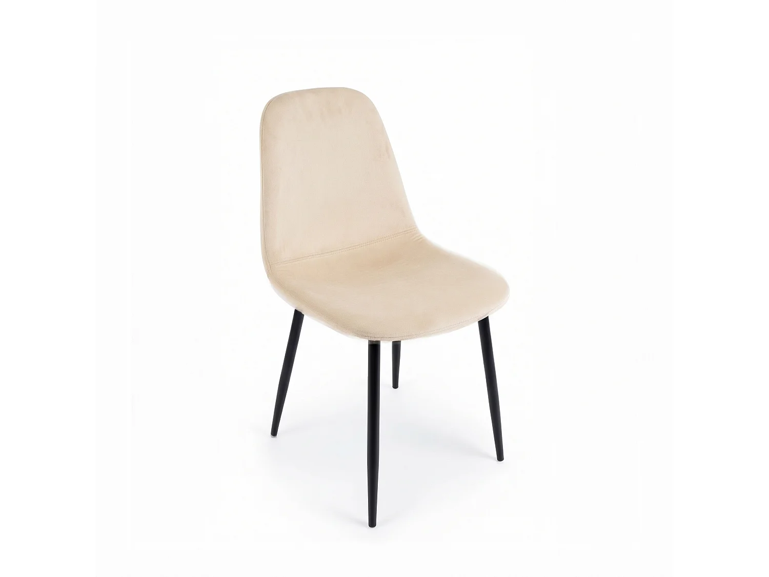 Set di 4 sedie effetto velluto beige e gambe nere-SALAMANCA