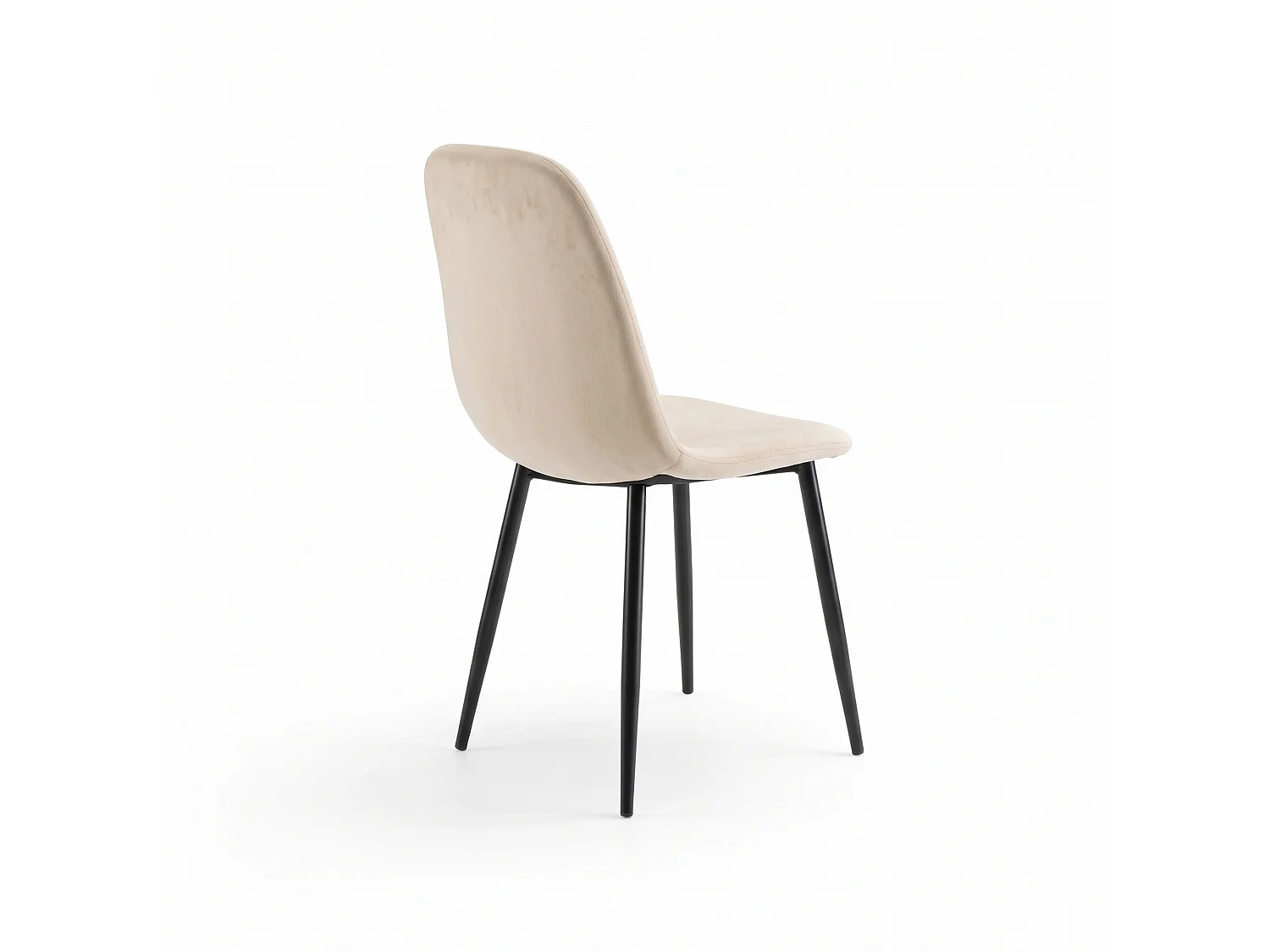 Set di 4 sedie effetto velluto beige e gambe nere-SALAMANCA