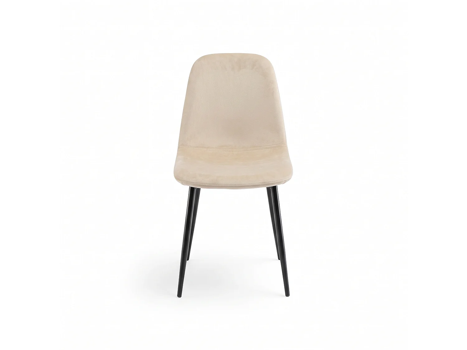 Set di 4 sedie effetto velluto beige e gambe nere-SALAMANCA