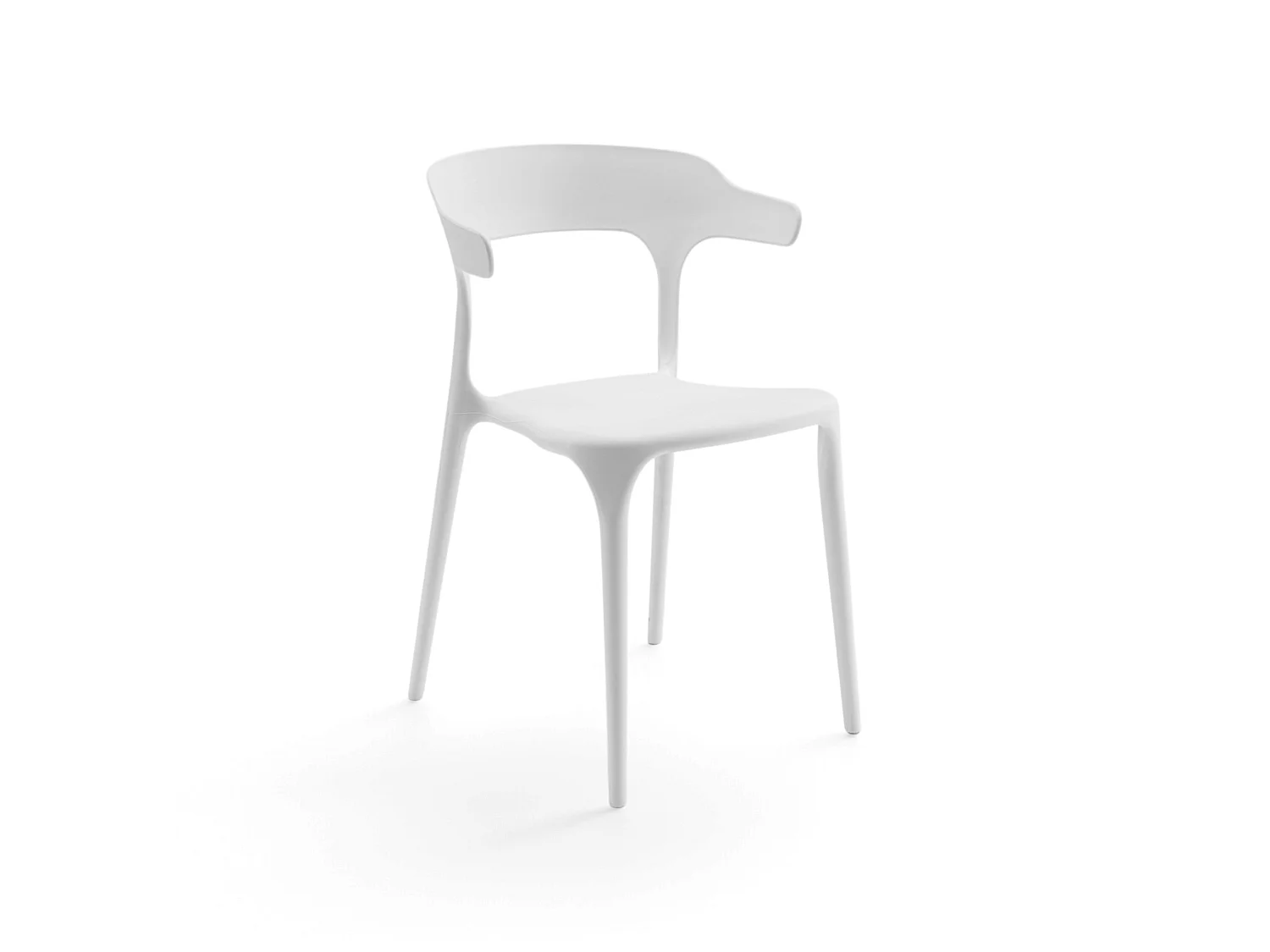 Set van 4 witte, stapelbare stoelen van polypropyleen – CODAQUES