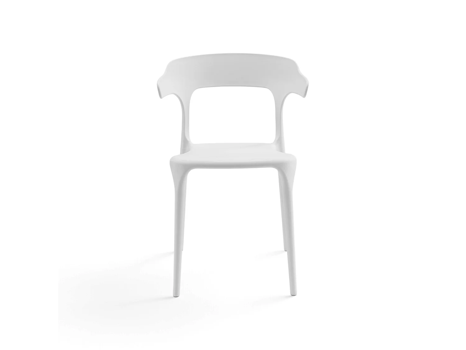 Set van 4 witte, stapelbare stoelen van polypropyleen – CODAQUES