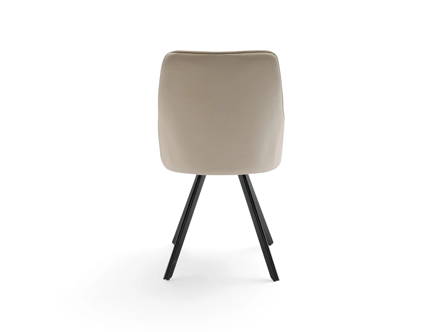 Juego de 2 sillas de tela con efecto terciopelo en color beige y patas negras-LAVEZZI