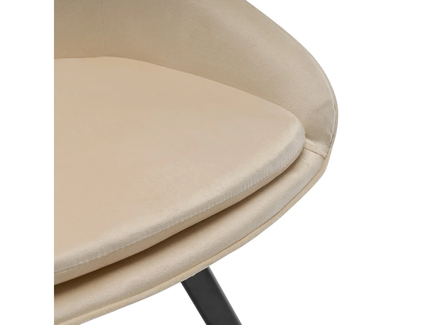 Juego de 2 sillas de tela con efecto terciopelo en color beige y patas negras-LAVEZZI