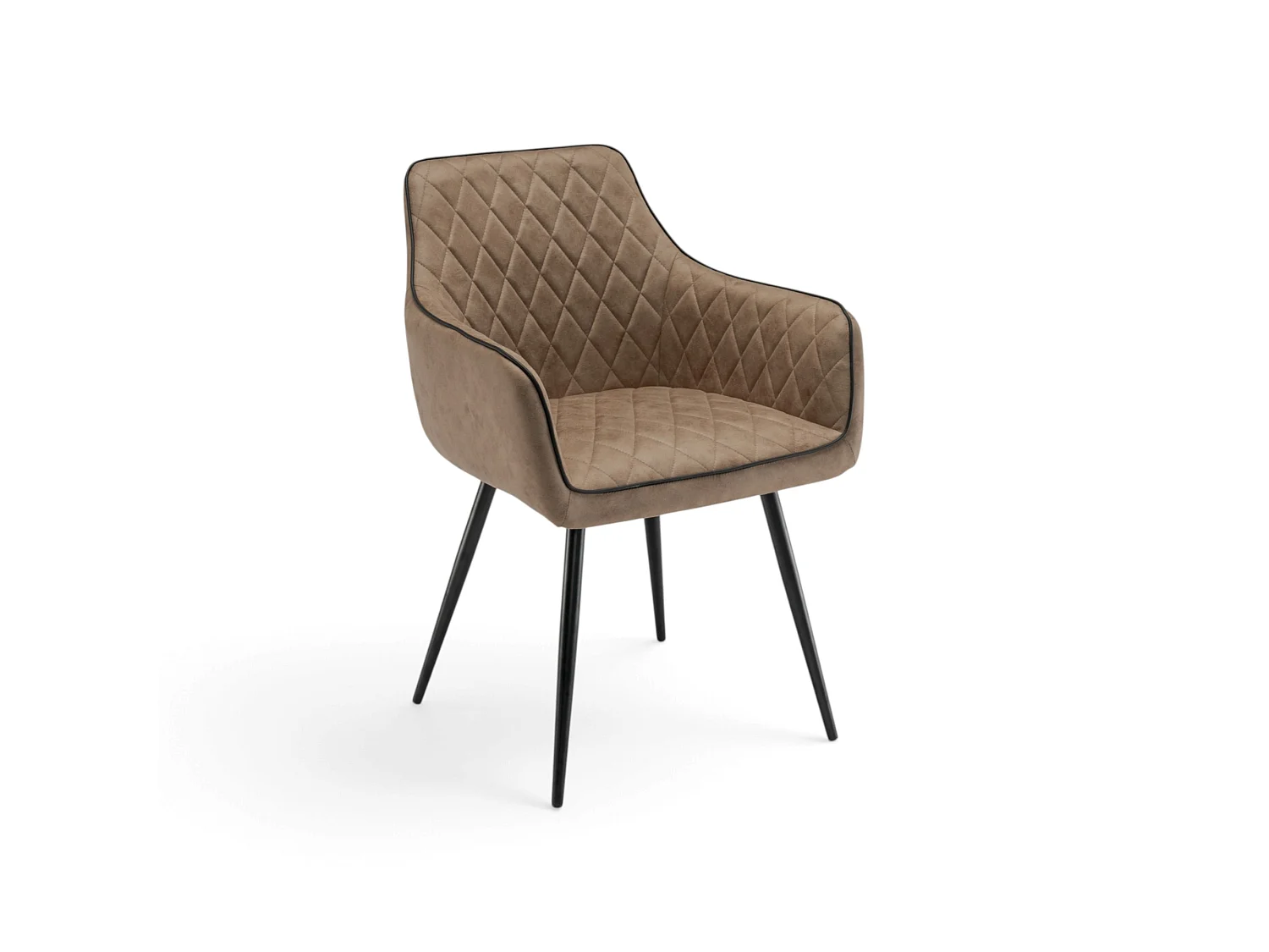 Set van 2 fauteuils in kamelkleurig kunstleer en met zwarte poten - LEON
