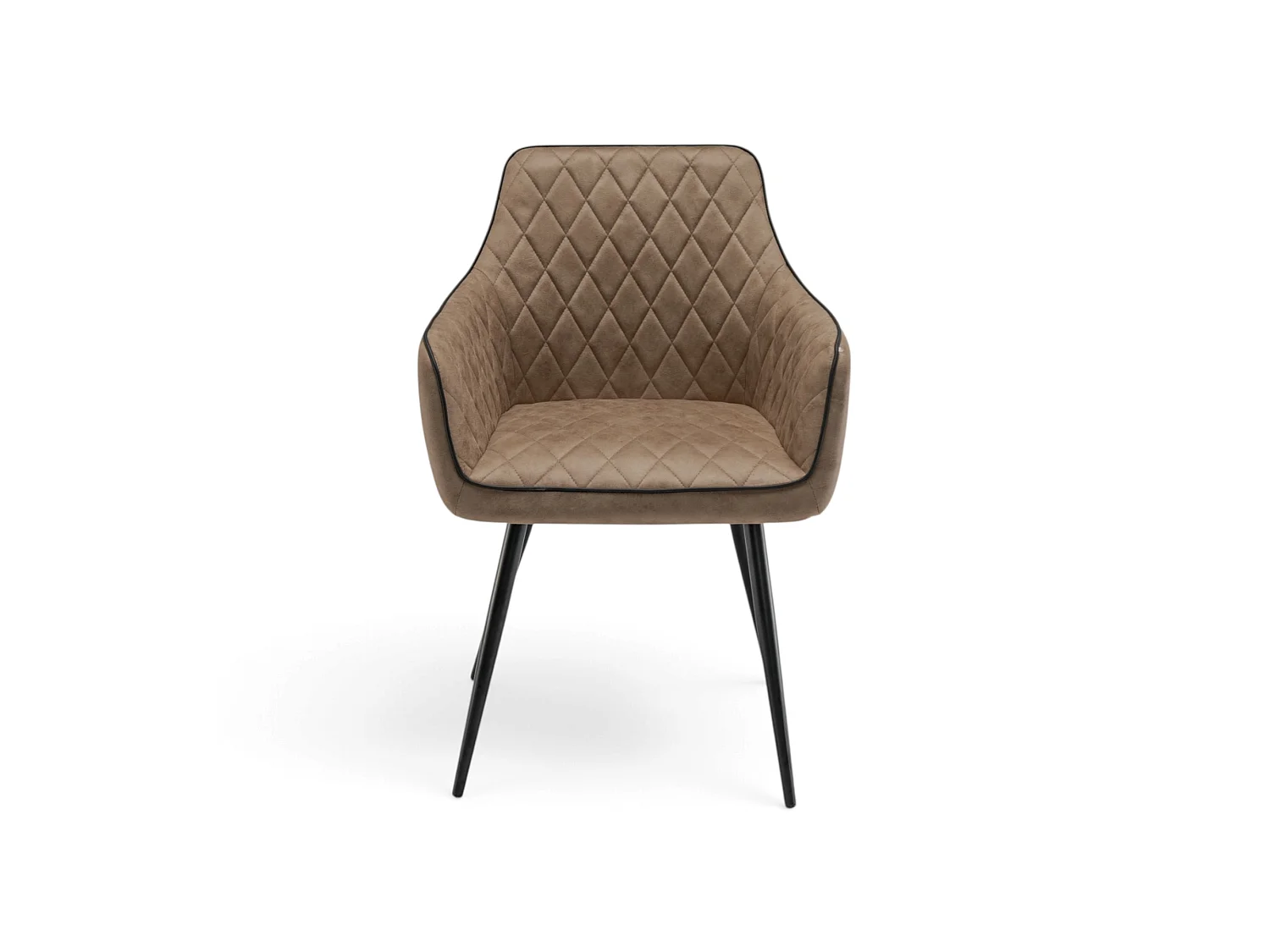 Set van 2 fauteuils in kamelkleurig kunstleer en met zwarte poten - LEON