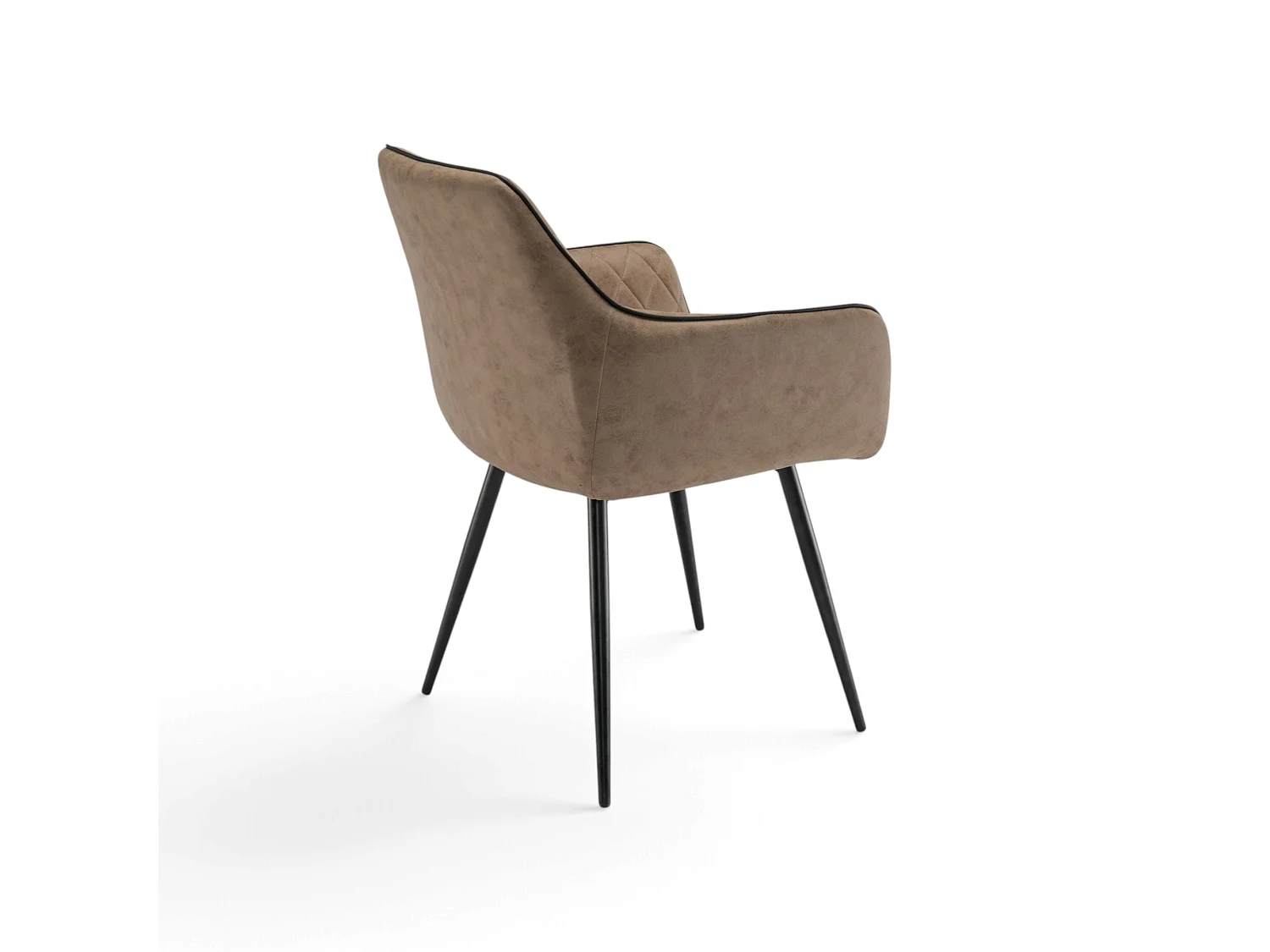 Set van 2 fauteuils in kamelkleurig kunstleer en met zwarte poten - LEON