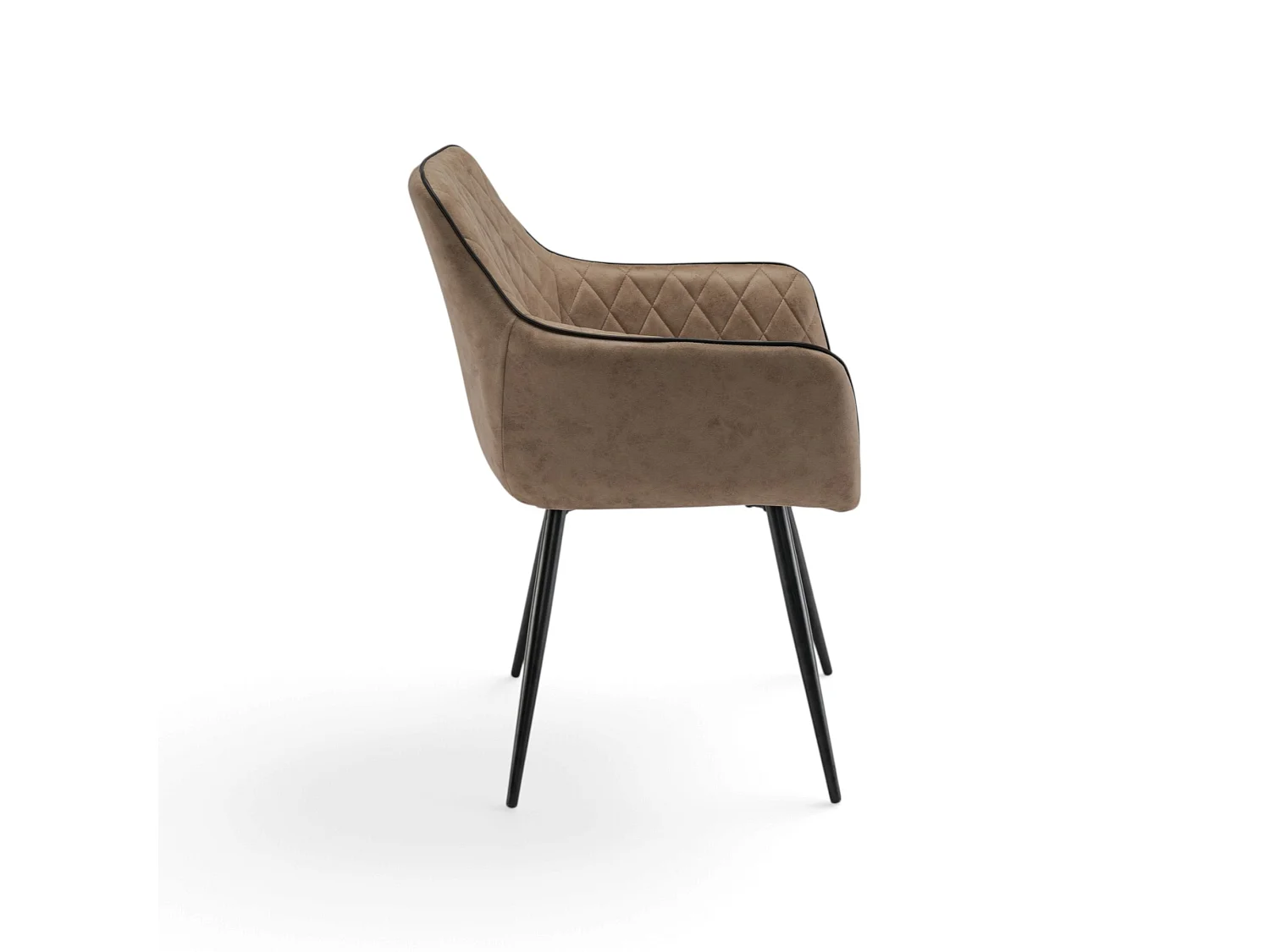 Set van 2 fauteuils in kamelkleurig kunstleer en met zwarte poten - LEON
