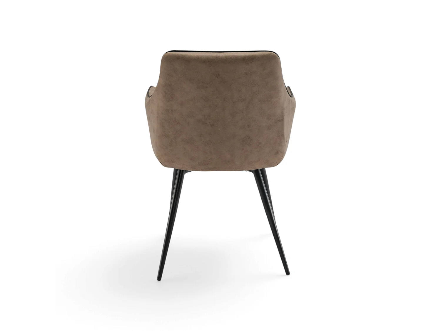 Set van 2 fauteuils in kamelkleurig kunstleer en met zwarte poten - LEON