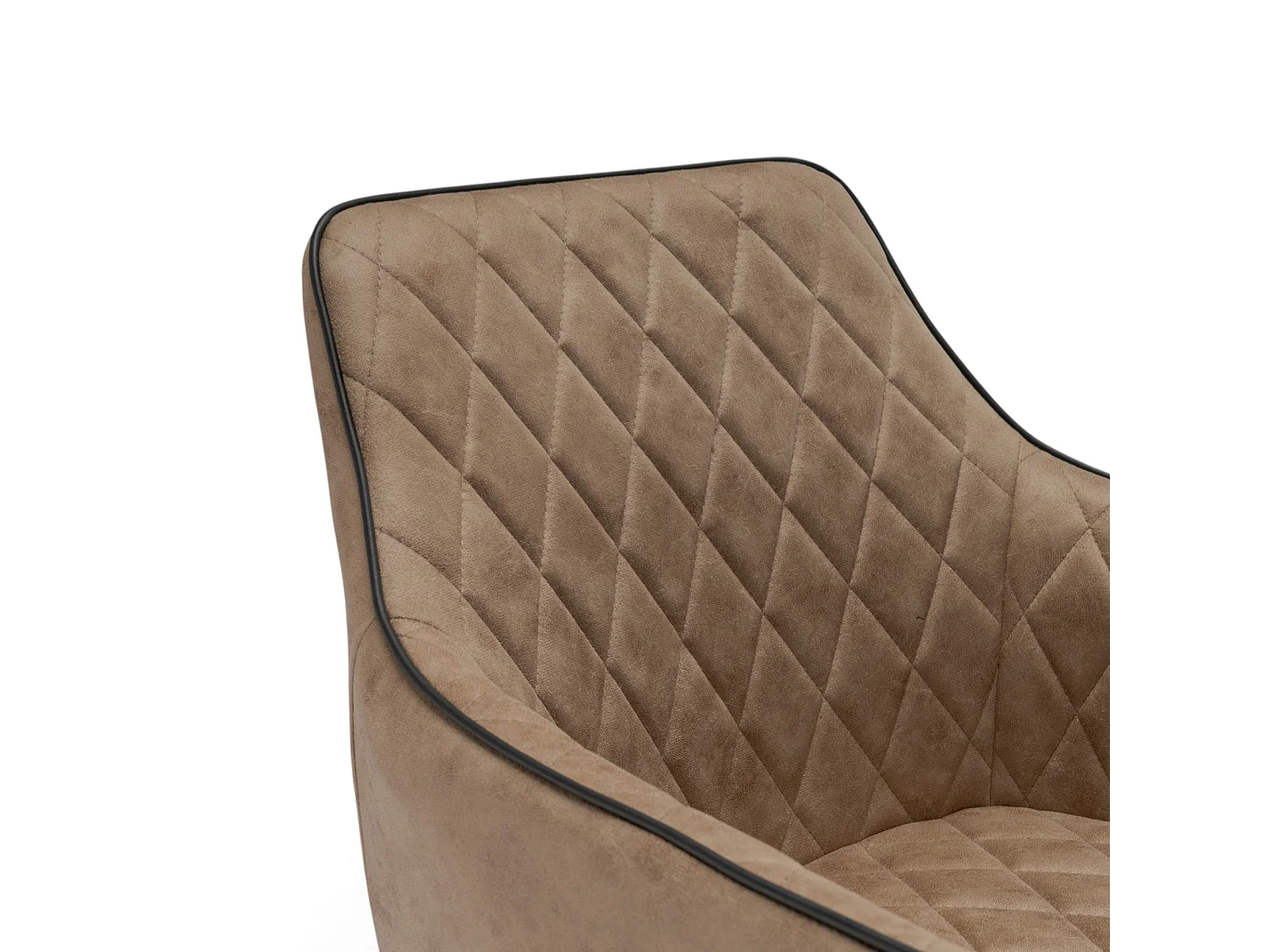 Set van 2 fauteuils in kamelkleurig kunstleer en met zwarte poten - LEON