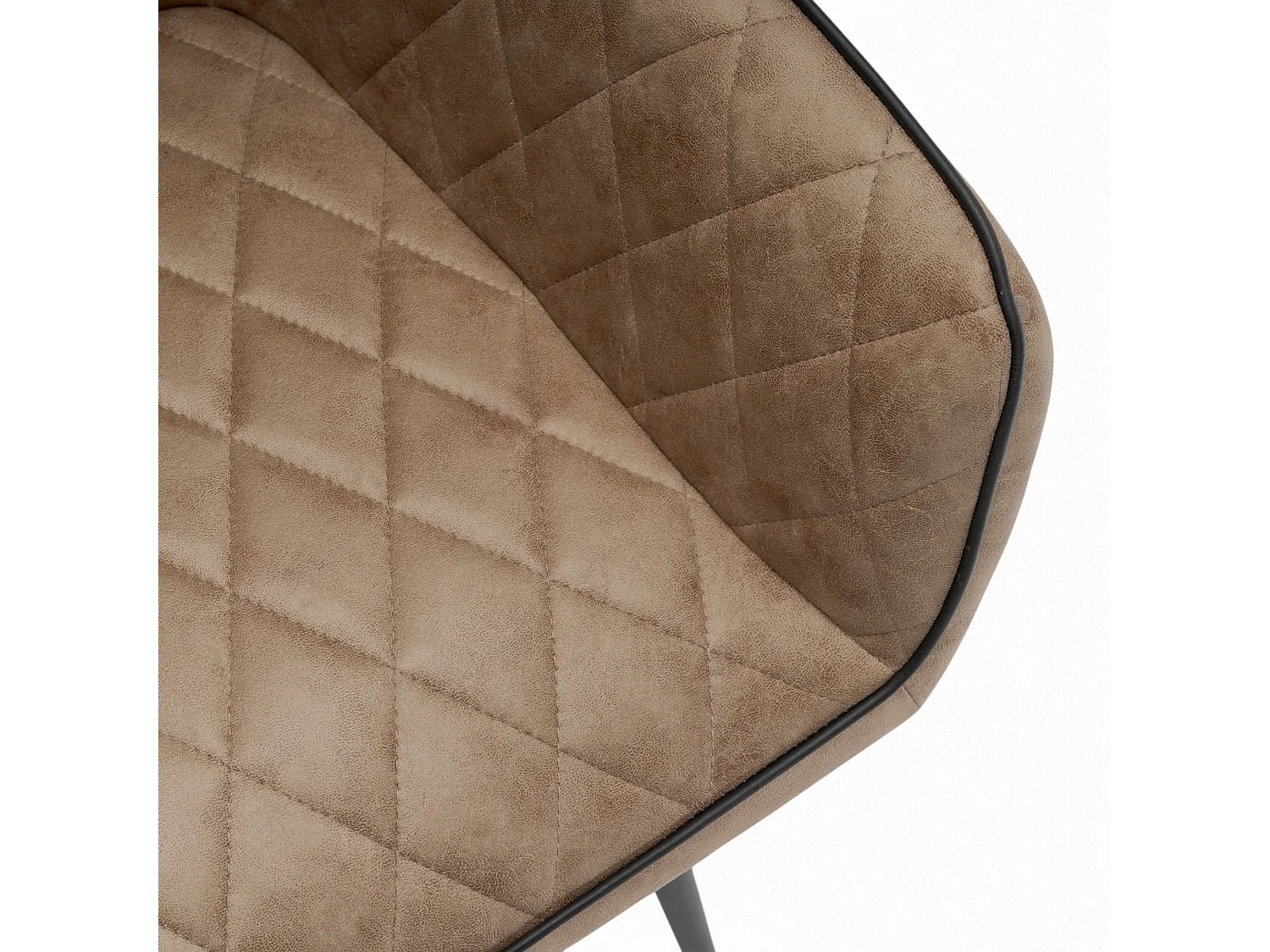 Set van 2 fauteuils in kamelkleurig kunstleer en met zwarte poten - LEON