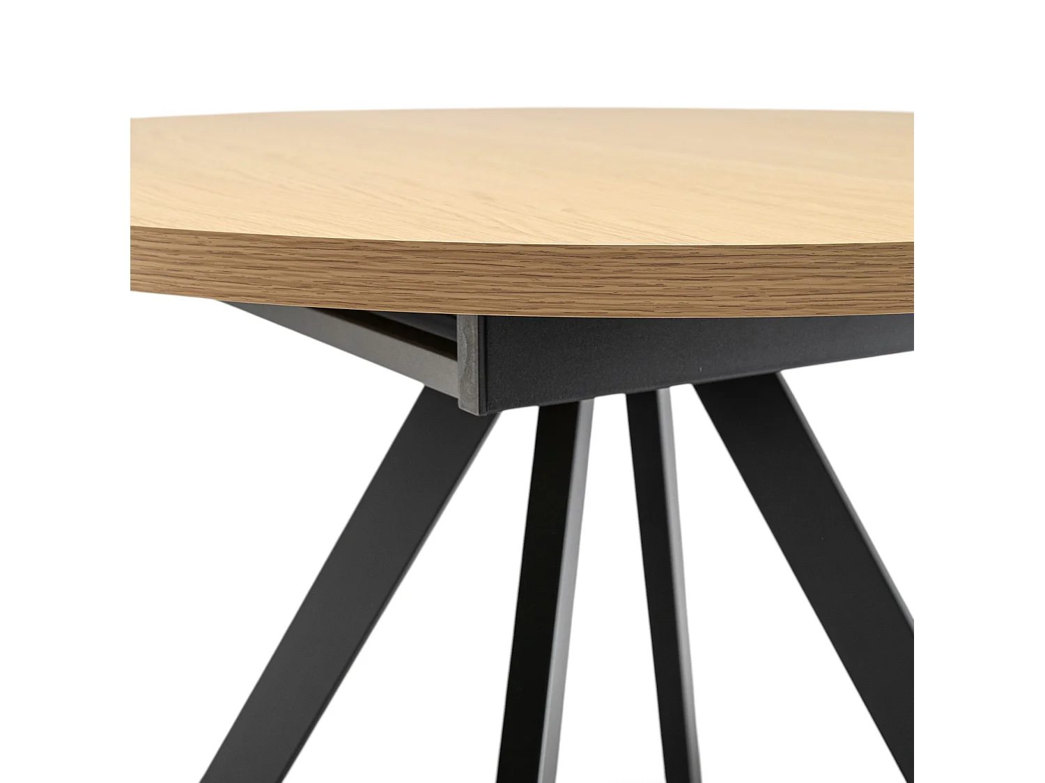 Tavolo in MDF con finitura melaminica effetto rovere naturale allungabile Ø100X76 –140x100 cm-ILE-ROUSSE