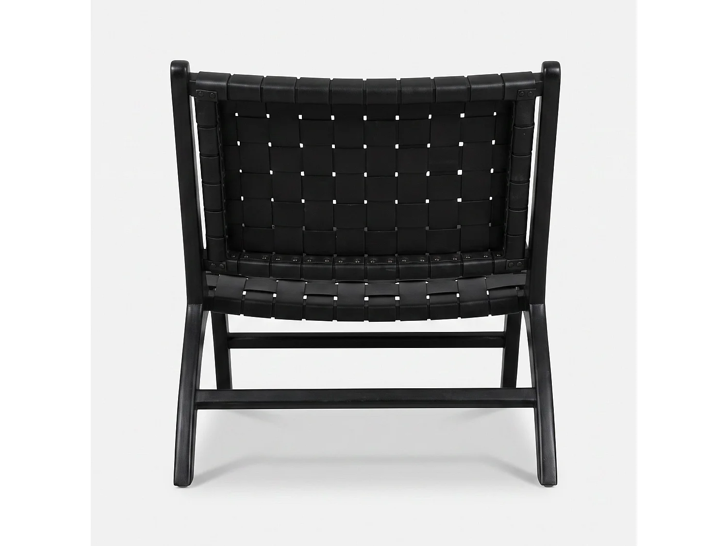 Sillón de teca negra y cuero trenzado - Kuna