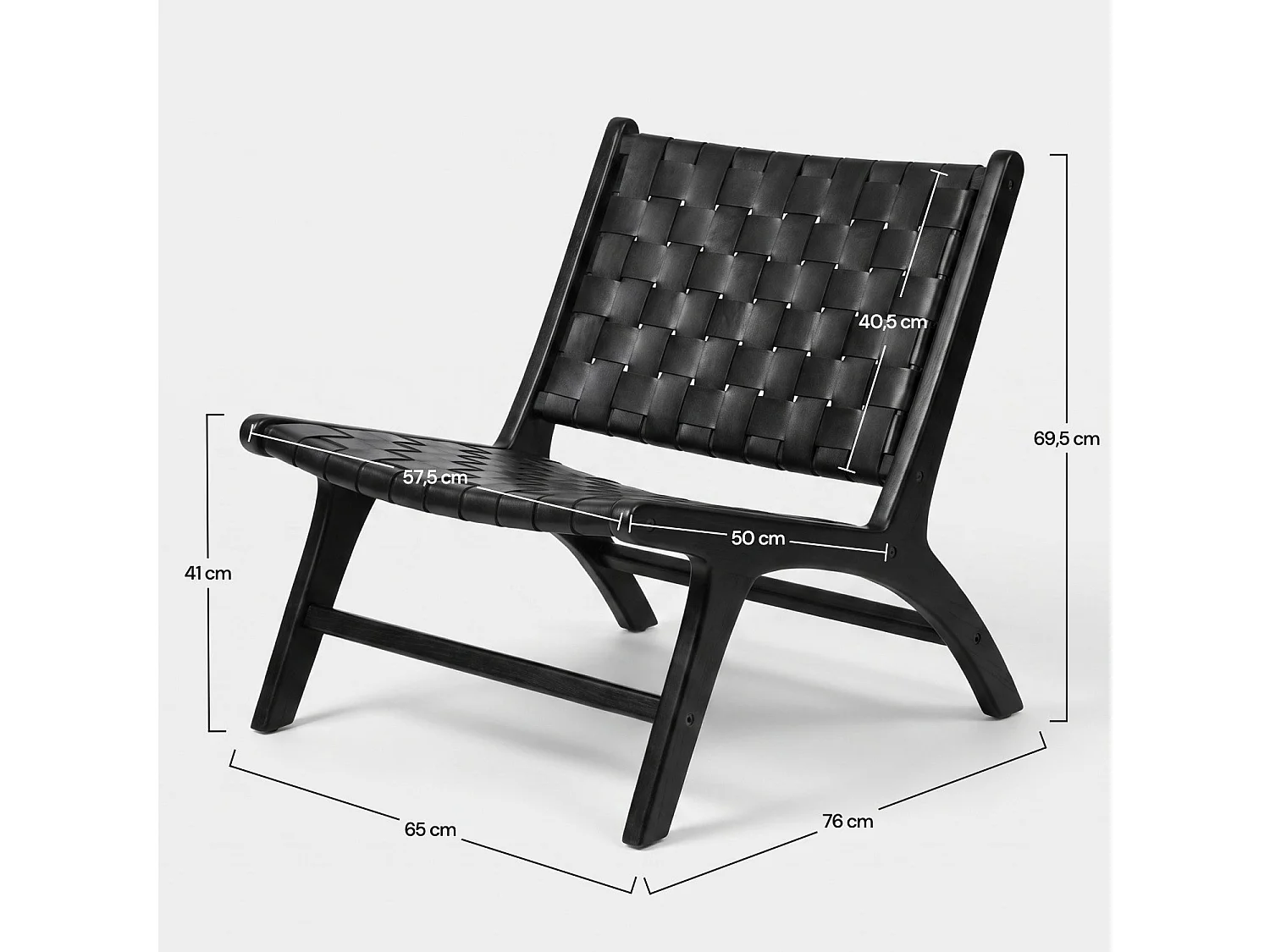 Sillón de teca negra y cuero trenzado - Kuna