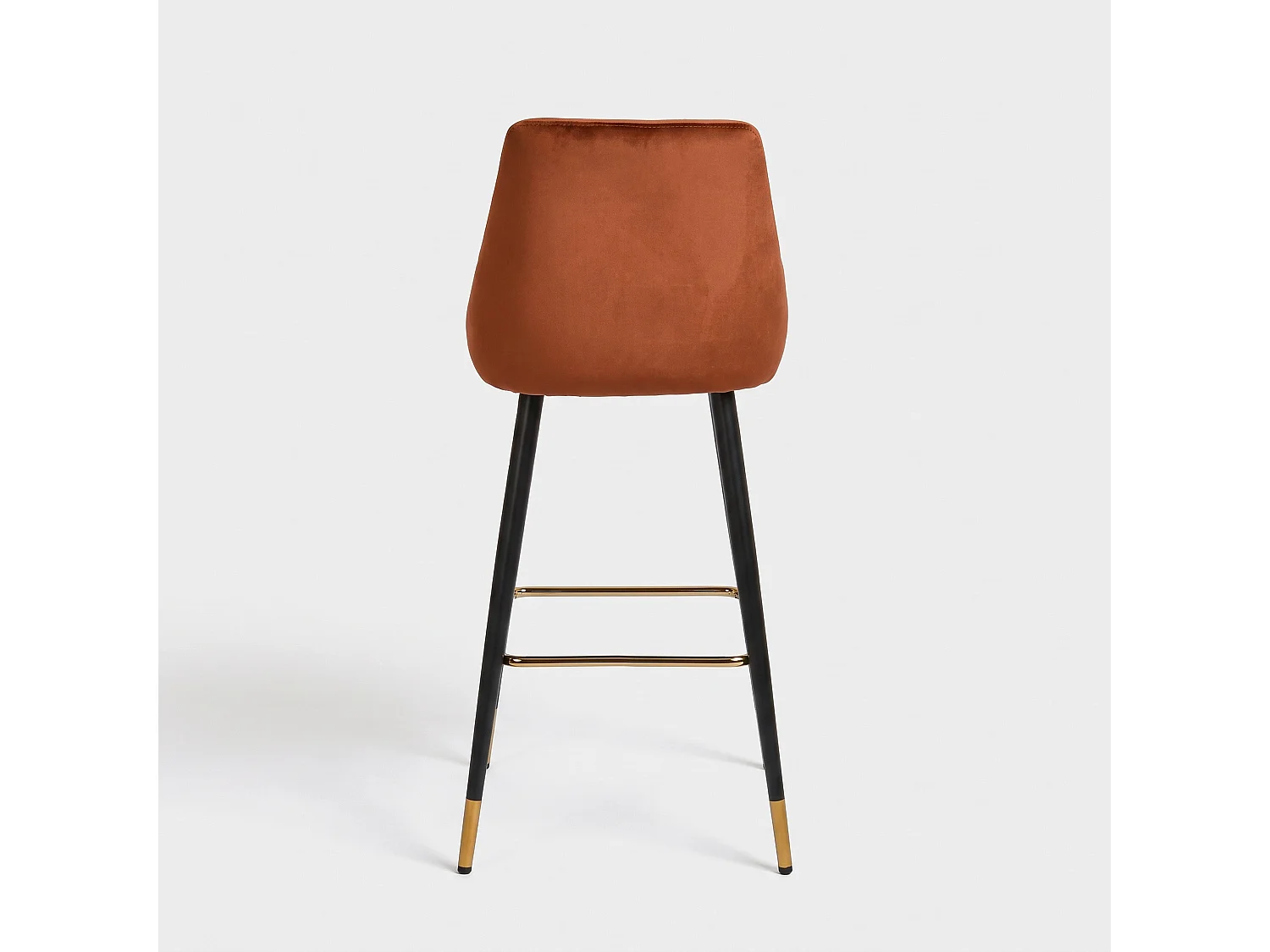 Lote de 2 sillas de bar de 78 cm en terciopelo terracota - Aristote