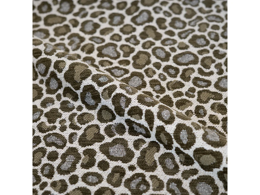 Puf redondo de tela con estampado de leopardo caqui - Lily