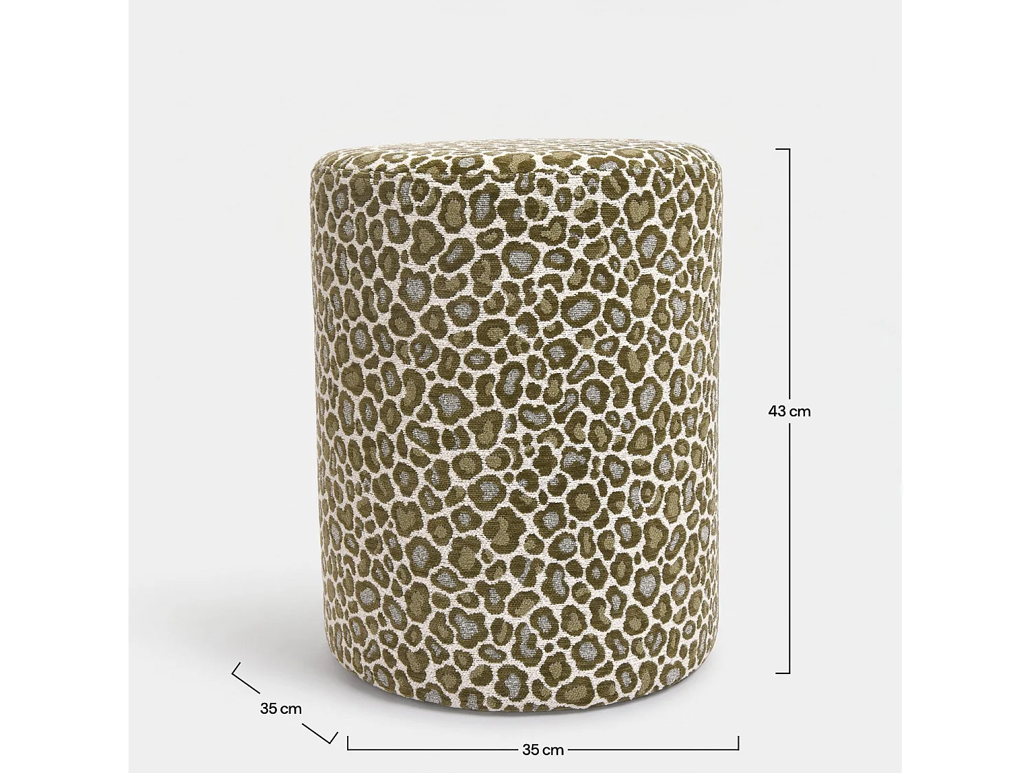 Puf redondo de tela con estampado de leopardo caqui - Lily