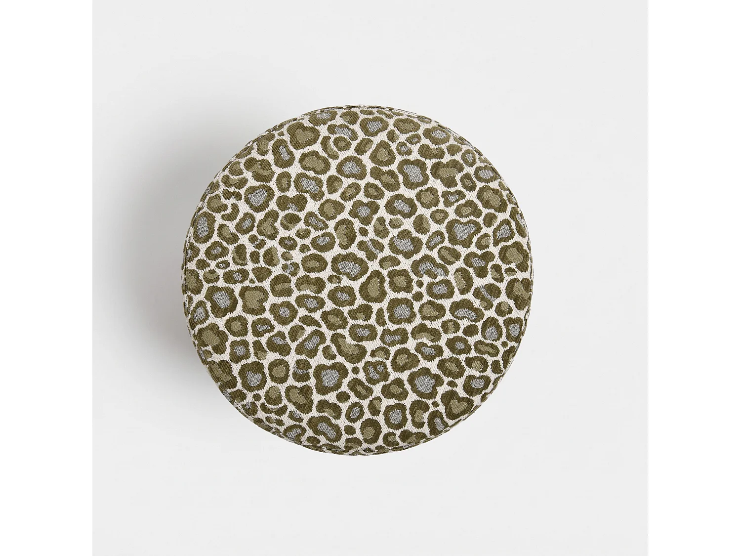 Puf redondo de tela con estampado de leopardo caqui - Lily