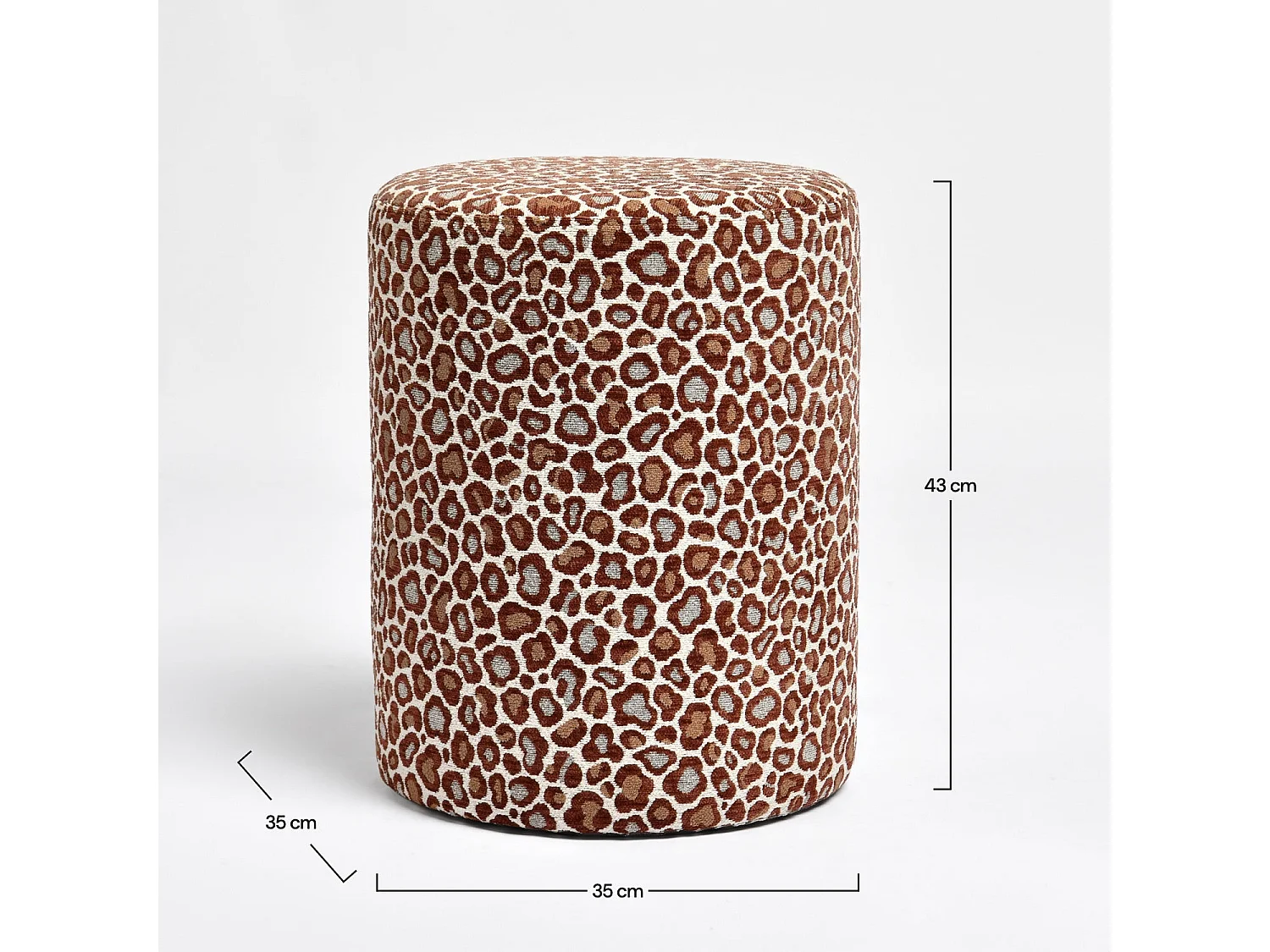 Pouf rond en tissu motif léopard bordeaux - Lily