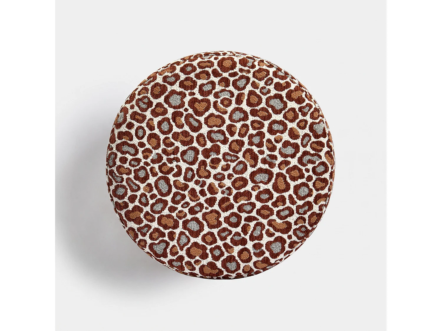 Pouf rond en tissu motif léopard bordeaux - Lily