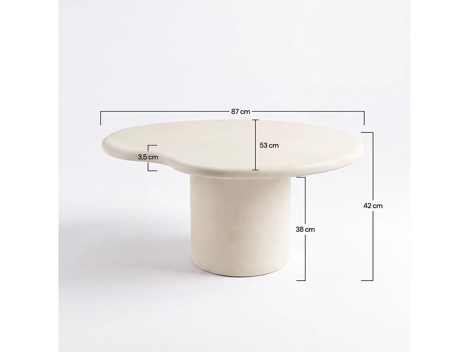 Mesa centro orgánica cruda, fibra de arcilla efecto hormigón 87 cm - Anafi