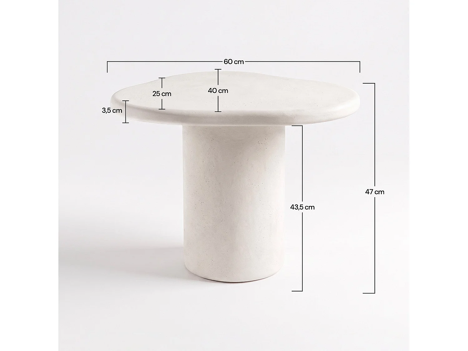 Mesa centro orgánica crudo, fibra de arcilla efecto hormigón 60 cm - Symi