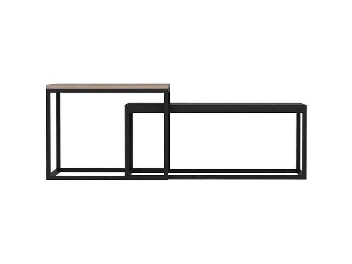Moderne Industriële Rechthoekige LEKA Salontafel 72 x 45 x 37 cm Zwart Melamine Antraciet