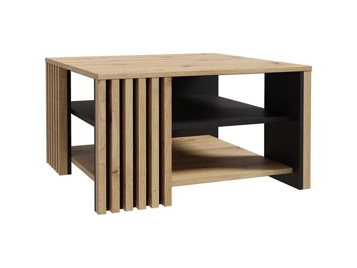 Salontafel CARDIGAN 80x80 cm, Eiken en Zwart