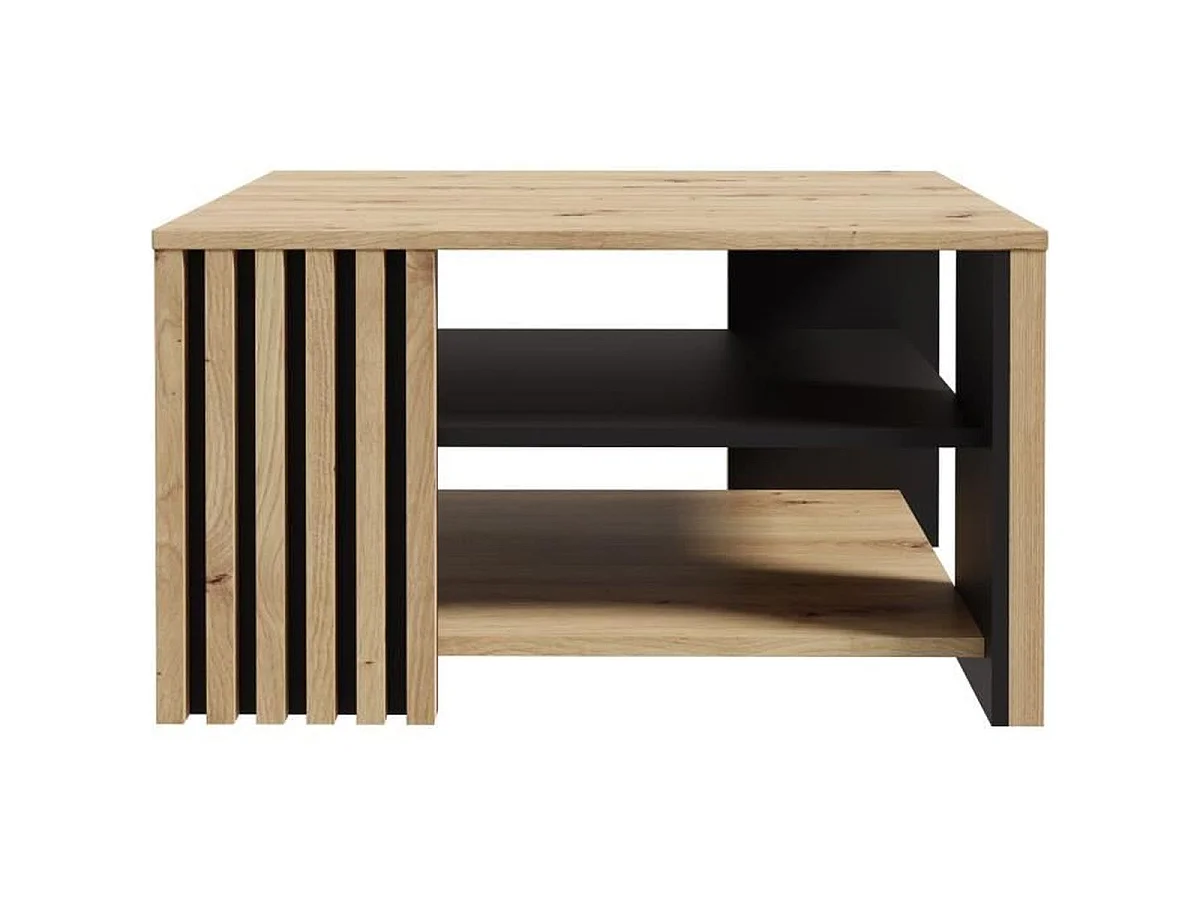 Salontafel CARDIGAN 80x80 cm, Eiken en Zwart