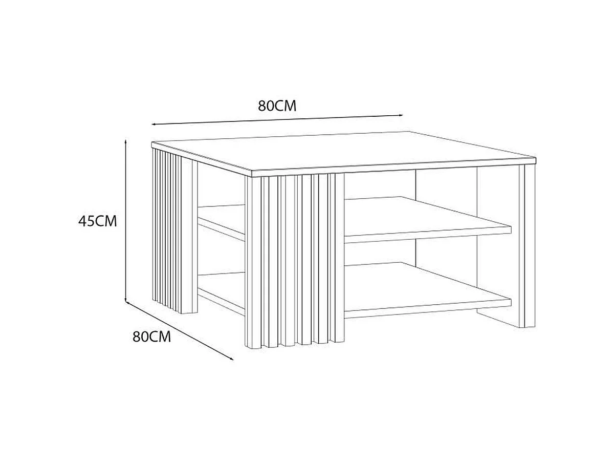 Salontafel CARDIGAN 80x80 cm, Eiken en Zwart