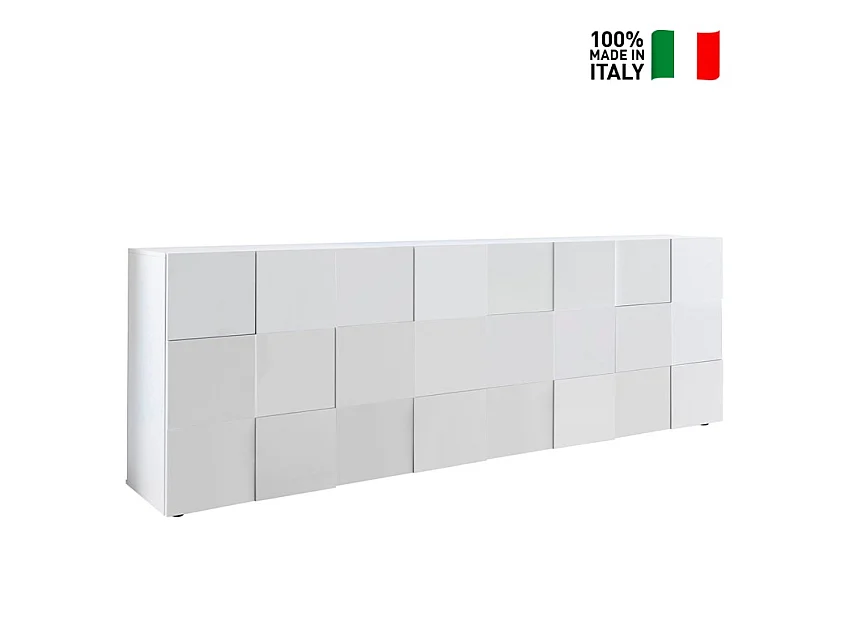 Buffet 4 Portes AUCUNE MILANO L241 x P42 x H84 cm - Laqué blanc brillant