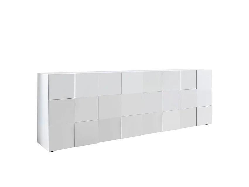 Buffet 4 Portes AUCUNE MILANO L241 x P42 x H84 cm - Laqué blanc brillant
