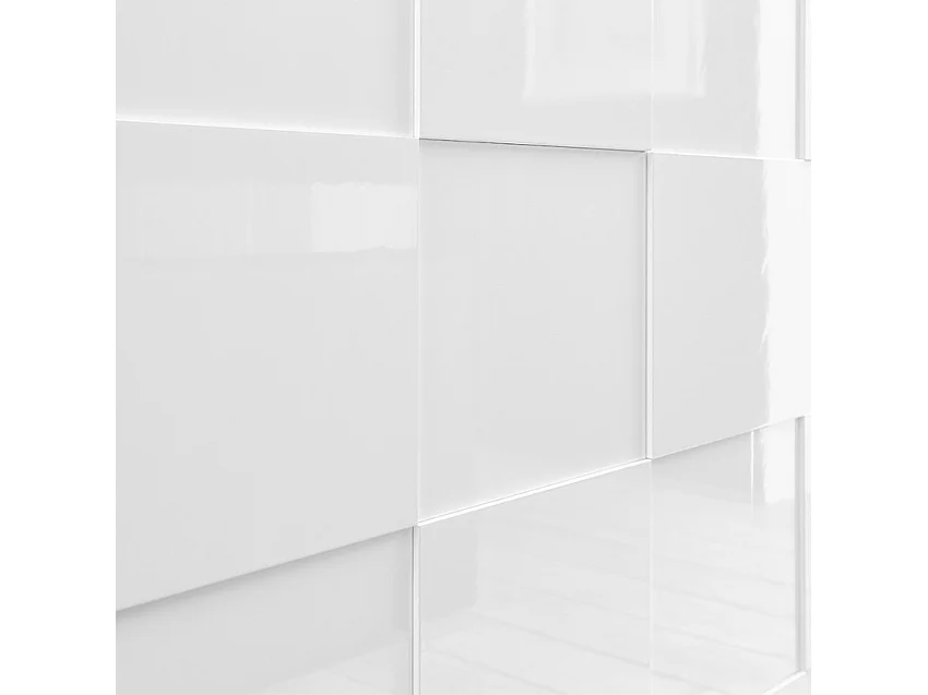 Buffet 4 Portes AUCUNE MILANO L241 x P42 x H84 cm - Laqué blanc brillant