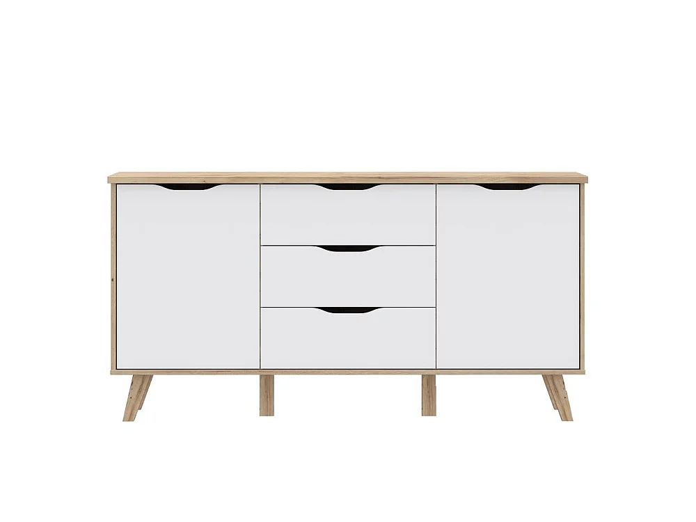 Madia Axis 2 Ante e 3 Cassetti Rovere e Bianco 149 cm – Design Moderno e Funzionalità Quotidiana