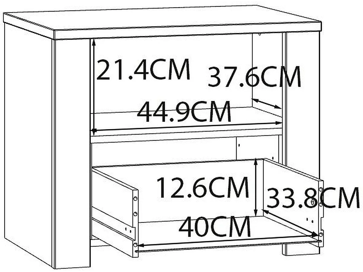 Moderne Rustieke BOHOL Nachtkastje met 1 Lade en 1 Plank, Eiken/Wit, 61,6 x 42 x 52 cm
