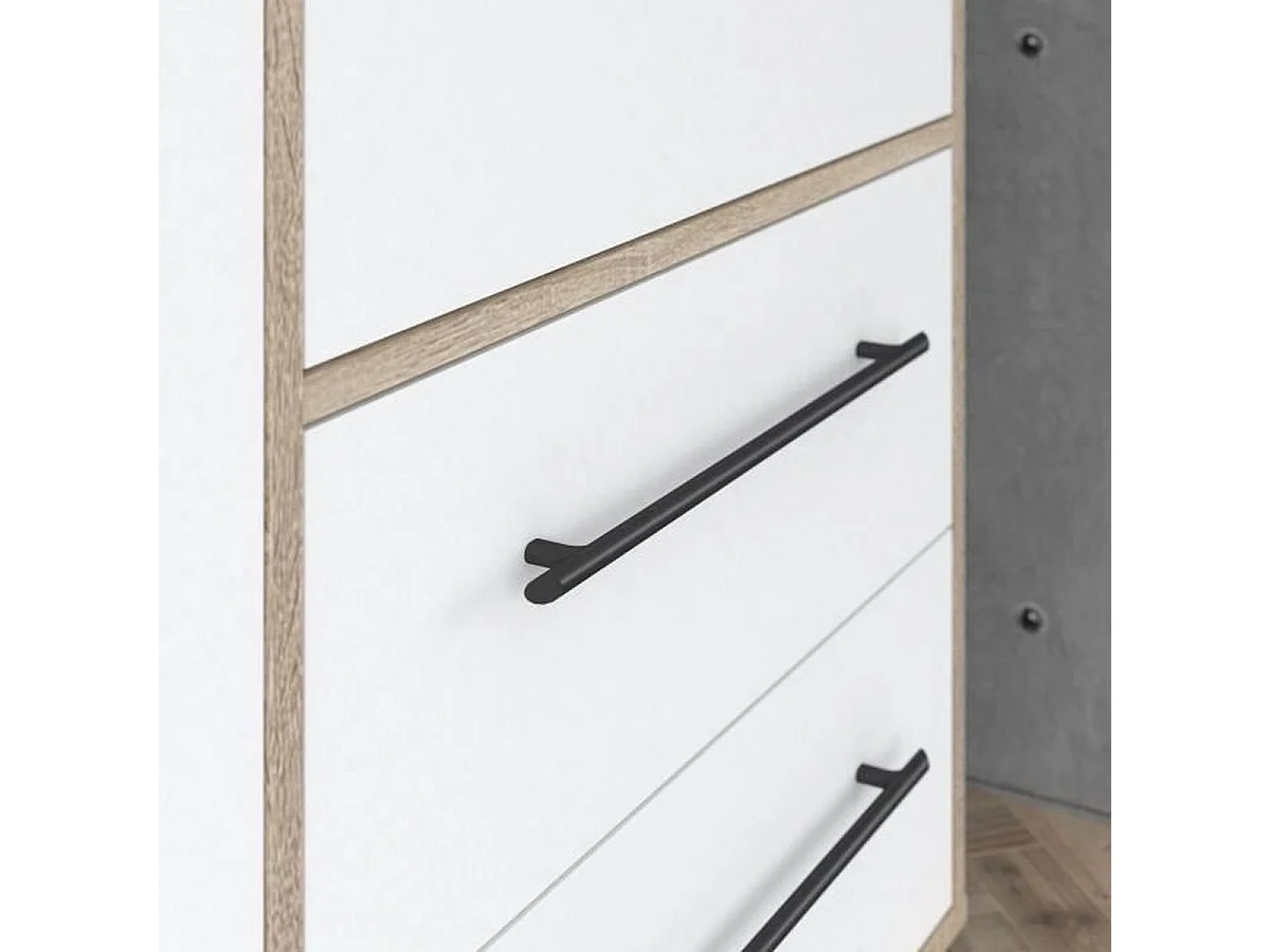 Armoire 4 portes MOKKARIS MKSS841-Q36 4 tiroirs, 1 tringle, chêne Sonoma - blanc mat