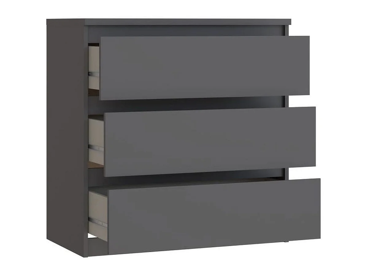Compact Antraciet 3-Lade CHELSEA Ladekast, 77,2 x 42,2 x 79,9 cm