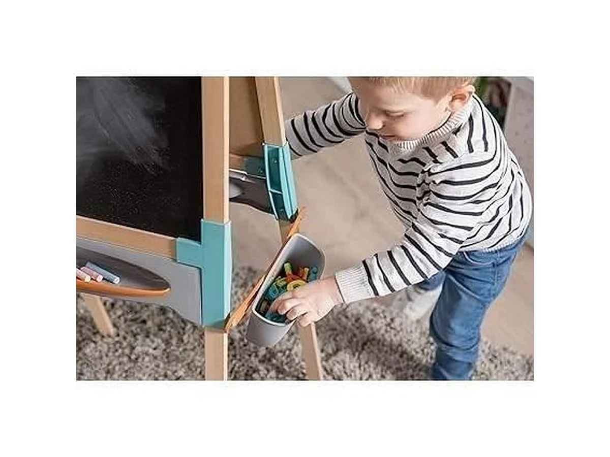 Chevalet double-face Smoby en bois de tilleul pour enfant - Tableau noir et tableau blanc magnétique, 80 accessoires
