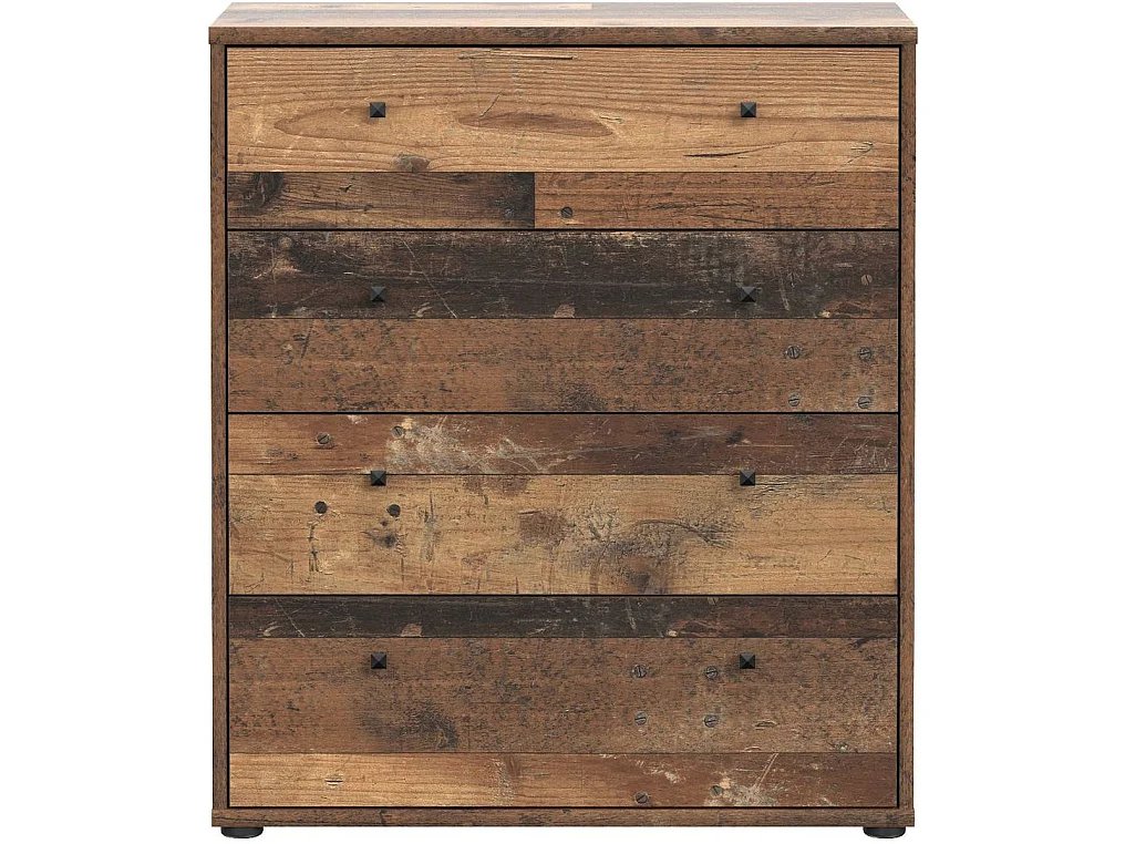 TEMPRA 2 Commode 4 tiroirs T2KK212-H51 aspect vieux bois 73,7×34,8×85,5 cm