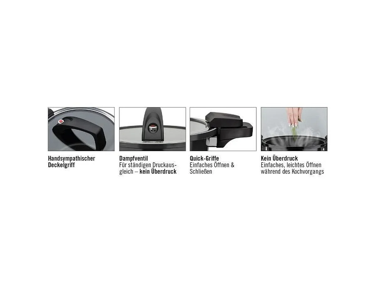 GSW Cuiseur basse pression NERO 24 cm - 4 L, Aluminium forgé, Compatible induction