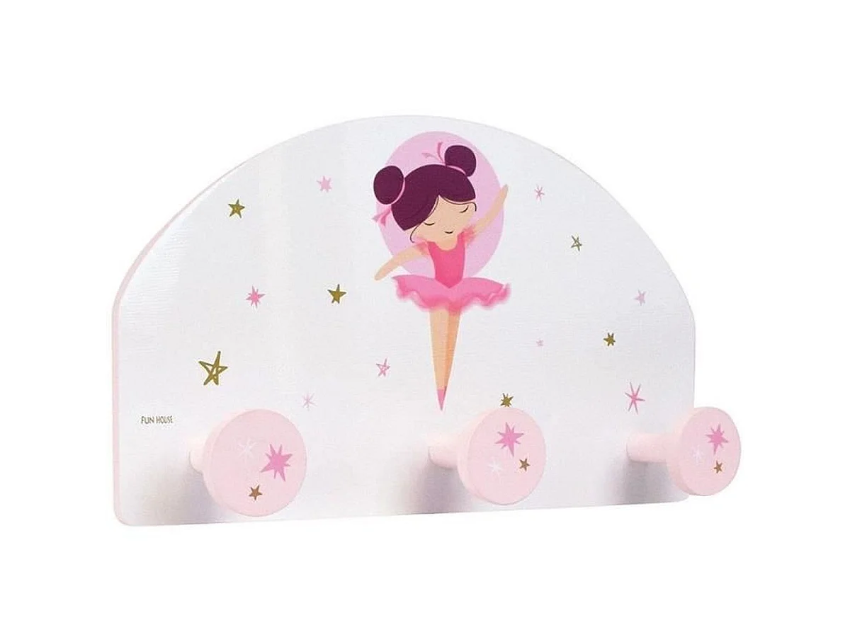 Porte-manteau enfants FUN HOUSE Dancer Ballerina H37 x L21,5 x P68 cm - Blanc/Rose