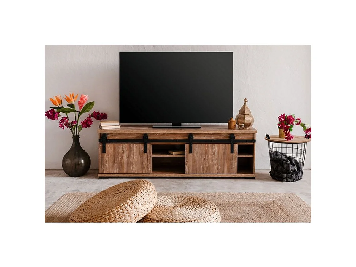 Finori Marrakesch - Meuble TV bas 160 cm décor Chêne Valhalla