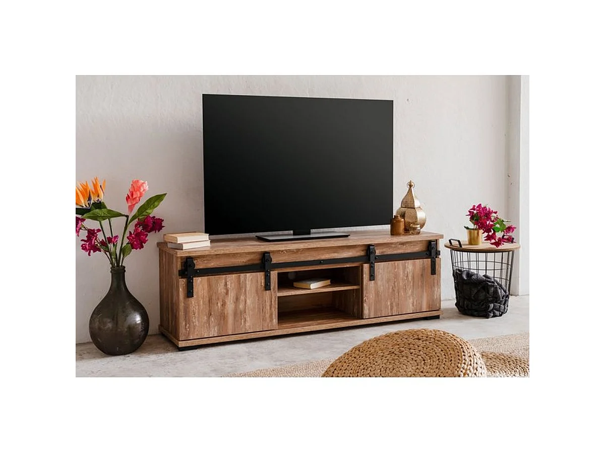 Finori Marrakesch - Meuble TV bas 160 cm décor Chêne Valhalla