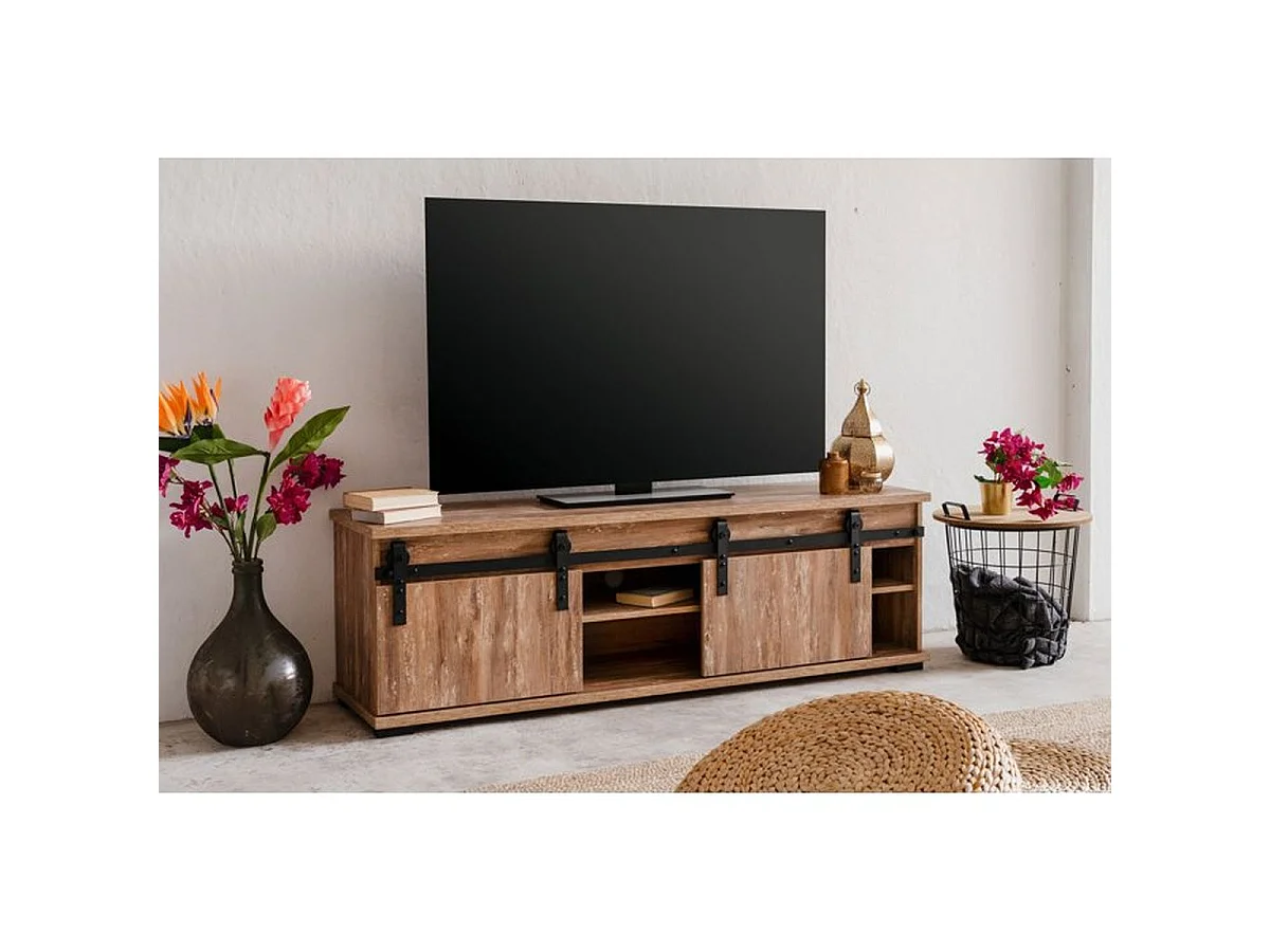 Finori Marrakesch - Meuble TV bas 160 cm décor Chêne Valhalla